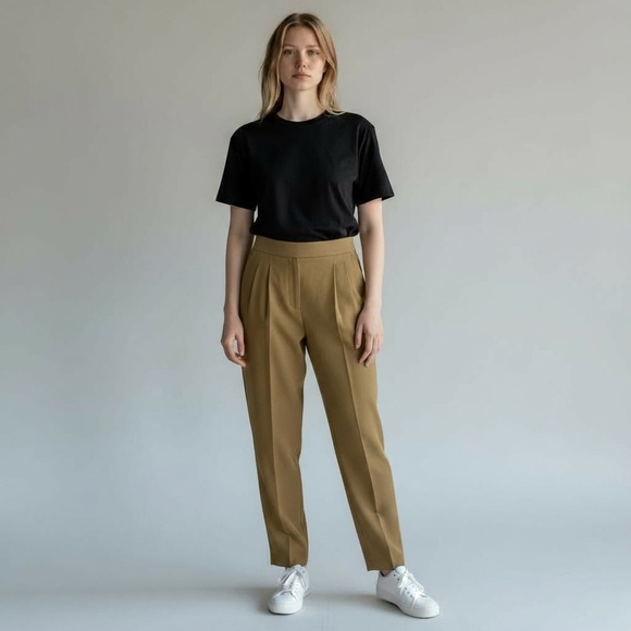 Aritzia Babaton Sz 0 Conan Mid Rise Slim Cropped Ankle Trouser Pants Yellow - Picture 1 of 11